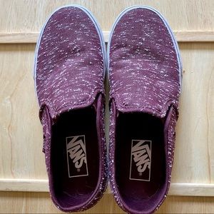Vans Asher slip ons Burgandy Purple Red textured women’s size 5